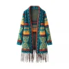 Cardigan kimono tricoté à franges rayées, nouveau Style ethnique, mi-long, châle, printemps, 2025 Cardigan kimono tricoté à franges rayées, nouveau Style ethnique, mi-long, châle, printemps, 2025