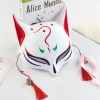 masque de renard anime peint à la main avec glands cloche, ixd'halloween, festival de cosplay, accessoire photo, cadeau mignon