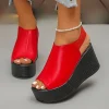 2025 été nouvelle mode bout ouvert sexy pente talon fond épais décontracté simple grandes femmes sandales à talons hauts 35 43