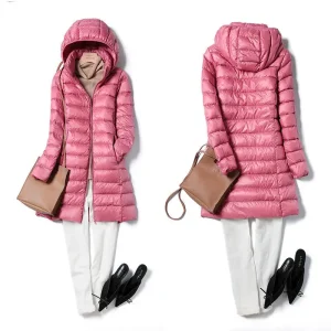 Veste longue bouffante Ultra légère et pliable pour femme, manteau chaud à capuche détachable, Parka 5XL 7XL, nouvelle collection automne-hiver 2023