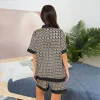 pyjama d'été imprimé botanique pour femme, ensemble 2 pièces en tissu semblable à une soie, col kimono, manches courtes, vêtements de maison décontractés