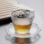 Ensemble de tasses à thé Kung Fu en verre de style japonais, sous-verre à thé à la maison, tasse à vin et à café, petite tasse à expresso Ensemble de tasses à thé Kung Fu en verre de style japonais, sous-verre à thé à la maison, tasse à vin et à café, petite tasse à expresso