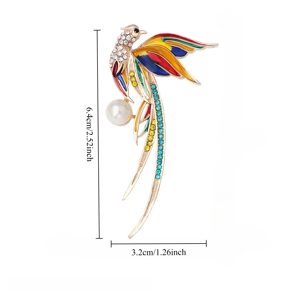 nouvelle broche phénix en strass à la mode avec longue queue, accessoire exquis pour vêtements et sacs, pièce de tempérament polyvalente nouvelle broche phénix en strass à la mode avec longue queue, accessoire exquis pour vêtements et sacs, pièce de tempérament polyvalente
