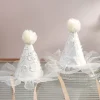 chapeau d'anniversaire brodé de fleurs, bandeau pour bébé fille, maille féerique, gaze, paillettes, couvre chef, accessoire de cheveux de fête pour enfants