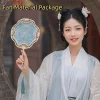 Éventail portatif de style chinois, paquet de matériel de bricolage fait à la main, éventail de style ancien vintage avec pompon, accessoire de photographie pour mariée et mariage