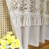 rideau court en dentelle géométrique creuse, café léger simple japonais avec pompon beige, pour salon, chambre à coucher, baie vitrée