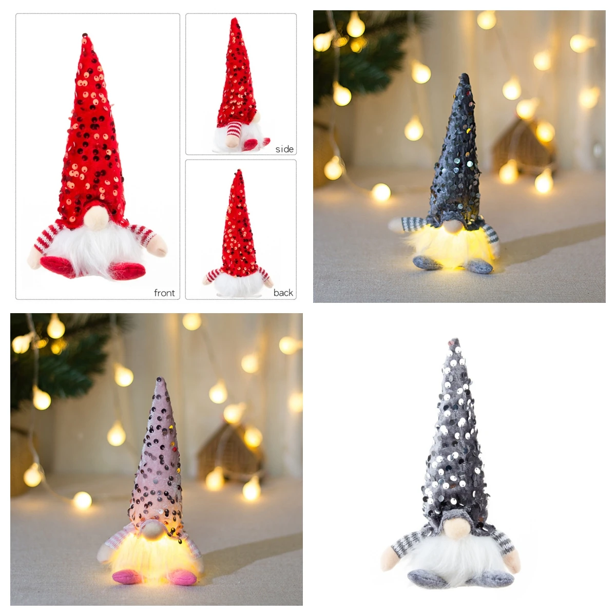 Décorations de noël Gnome scintillantes garnies de ruban faites à la main, poupées sans visage, ornements de noël pour la maison, nouvel an Décorations de noël Gnome scintillantes garnies de ruban faites à la main, poupées sans visage, ornements de noël pour la maison, nouvel an