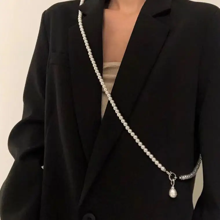 collier long de perles de déclaration coréenne pour les femmes, bijoux de pendentif de personnalité collier long de perles de déclaration coréenne pour les femmes, bijoux de pendentif de personnalité