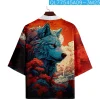dessin animé loup kimono streetwear hommes femmes japonais cardigan harajuku anime vêtements robes