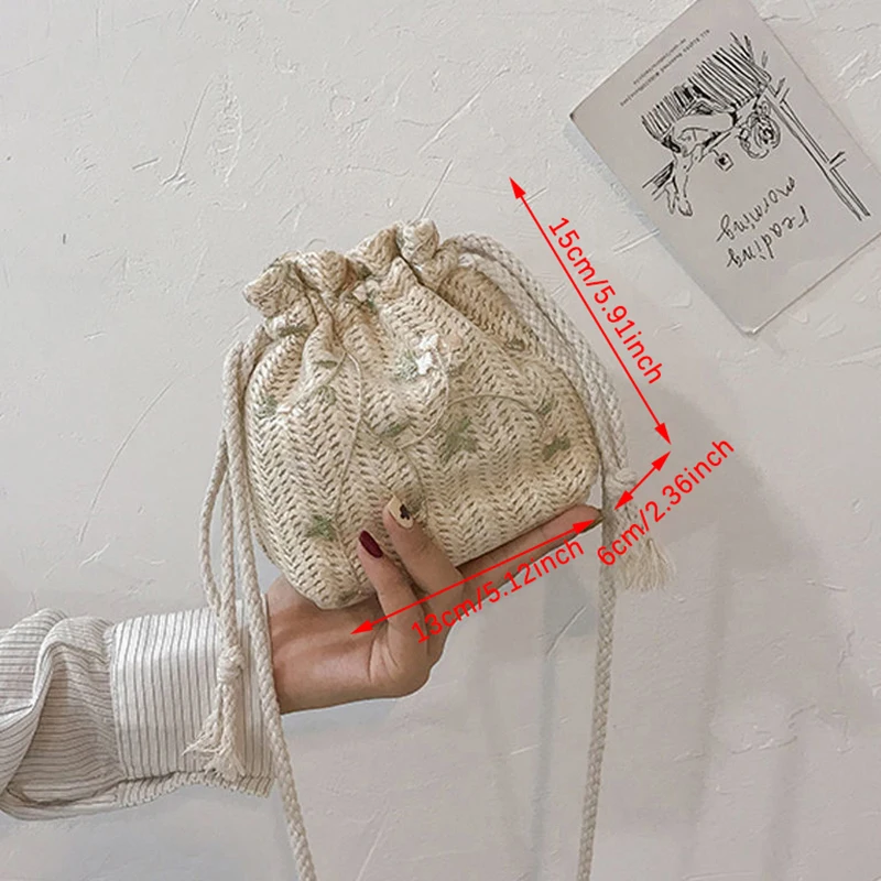 sacs de plage en paille brodés de fleurs pour dames, sacs à main à bandoulière en dentelle pour le voyage, proximité sacs de plage en paille brodés de fleurs pour dames, sacs à main à bandoulière en dentelle pour le voyage, proximité