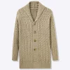 veste cardigan mi longue tricotée pour hommes, manches longues, revers, jacquard, pull décontracté, manteaux, premium, slim, vêtements d'extérieur en peluche, hiver