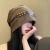 chapeau chic décoré de papillons pour femmes, bonnet ample rétro avec teinture par nouage cool et motif de perles à pampilles