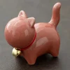 ornement de chaton mignon en céramique créative, micro animal de compagnie de paysage, ornements d'intérieur et de bureau, accessoires de service à thé