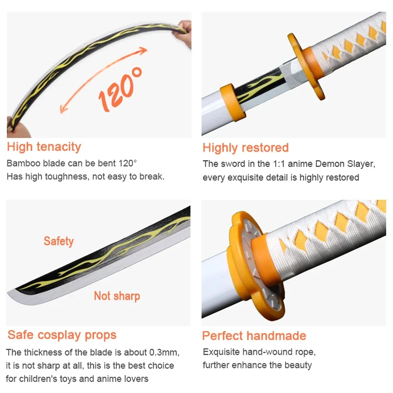 arme de cosplay demon slayer katana, mitsuri shinobu, dieu du feu blanc, tanjiro, jouet en bois, épée, accessoires de personnage d'anime arme de cosplay demon slayer katana, mitsuri shinobu, dieu du feu blanc, tanjiro, jouet en bois, épée, accessoires de personnage d'anime