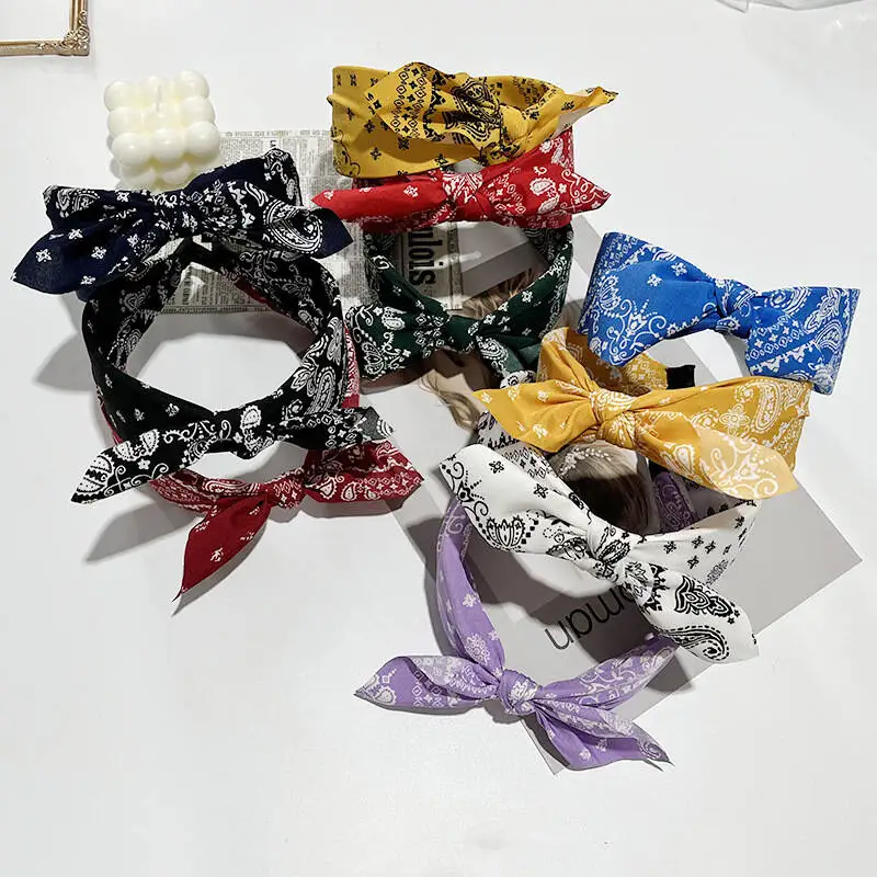 boho bow imprimé bandeaux pour femmes à large bord bandeaux vintage élégant cerceau de cheveux noeud croisé chapeaux filles cheveux accessoires boho bow imprimé bandeaux pour femmes à large bord bandeaux vintage élégant cerceau de cheveux noeud croisé chapeaux filles cheveux accessoires