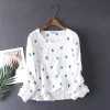 pyjama cactus en crêpe de coton pour femme, pantalon à manches longues, confortable, service à domicile, nouveau style japonais, printemps et automne