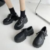 rimocy chaussures oxford à plateforme en cuir verni pour femmes, appartements à lacets décontractés, chaussures épaisses noires, printemps, 2025