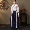 robe hanfu tang kimono brodée de style chinois pour femme, costume de brevwushu, cosplay traditionnel, vêtements financièrement