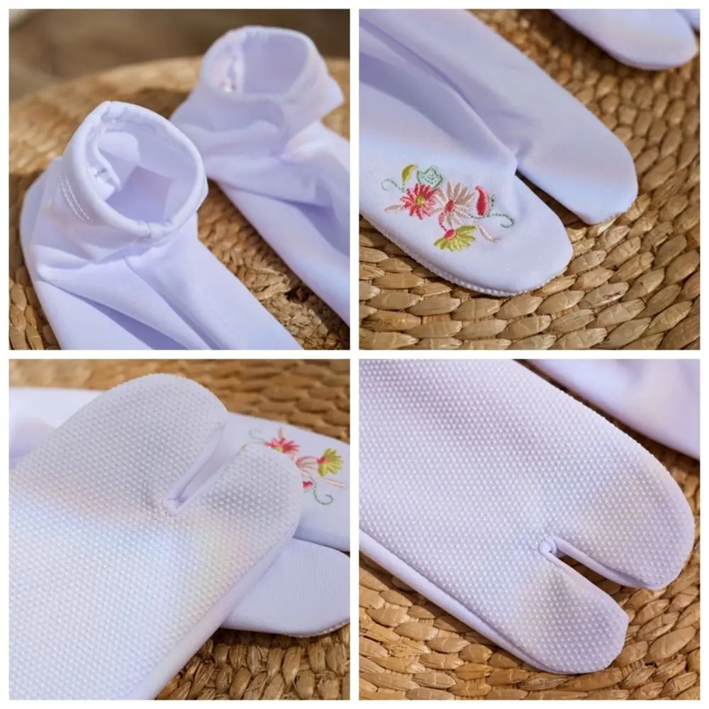chaussettes élastiques brodées de fleurs à deux orteils, style japonais, mi mollet, séparateur d'orteils, bonneterie pour femmes, chaussettes à bout fendu, cosplay chaussettes élastiques brodées de fleurs à deux orteils, style japonais, mi mollet, séparateur d'orteils, bonneterie pour femmes, chaussettes à bout fendu, cosplay
