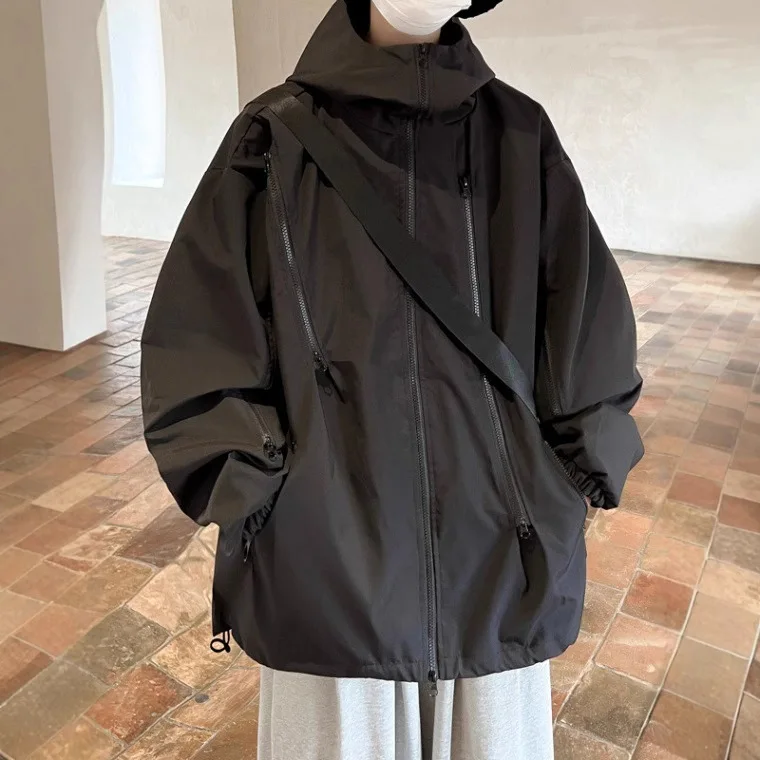 Veste à capuche d’extérieur pour hommes et femmes, neutre, polyvalente, décontractée, ample, sport, printemps automne Veste à capuche d’extérieur pour hommes et femmes, neutre, polyvalente, décontractée, ample, sport, printemps automne