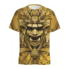 t shirt à motif de masque de samouraï japonais pour hommes, rétro imprimé en 3d, col rond, manches courtes, t shirts amples de rue