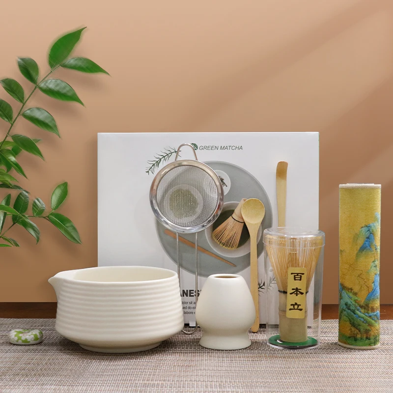 Ensemble Matcha Premium 8 pièces bol en céramique et whisky accessoires Matcha de Style japonais boîte-cadeau Kit d’outils de cérémonie Matcha pour les amateurs de thé Ensemble Matcha Premium 8 pièces bol en céramique et whisky accessoires Matcha de Style japonais boîte-cadeau Kit d’outils de cérémonie Matcha pour les amateurs de thé