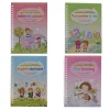 cahier d'écriture magique pour enfants avec autocollants, jouets de calligraphie montessori, cahier anglais, nettoyage et stylos, 1 ensemble, 4 pièces
