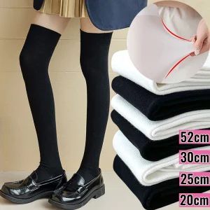 Chaussettes Hautes Noires et Blanches Style JK pour Fille, Cuissardes Japonaises, Mignonnes, Kawaii, Lolita