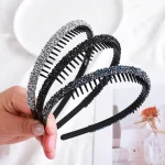 Bandeau de cheveux antidérapant en strass, couronne crânienne haute, finition de cheveux cassés, lavage du visage, accessoires pour cheveux polyvalents