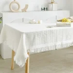 Nappe à motif écossais avec pompons, anti-poussière, couverture de meubles de Style campagnard, rectangulaire, moderne, tapis de pique-nique de jardin, salle à manger