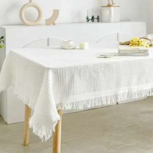 Nappe à motif écossais avec pompons, anti-poussière, couverture de meubles de Style campagnard, rectangulaire, moderne, tapis de pique-nique de jardin, salle à manger Nappe à motif écossais avec pompons, anti-poussière, couverture de meubles de Style campagnard, rectangulaire, moderne, tapis de pique-nique de jardin, salle à manger