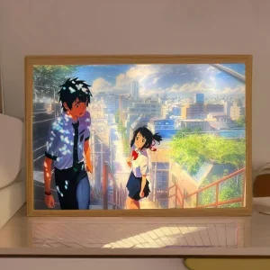 Applique murale à LED avec votre nom, anime japonais, décoration de chambre à coucher, lampe de nuit de bureau, ornements de cadre photo, cadeaux de dessin animé pour un ami