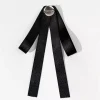 mode tissu noir arc perle broche élégante femmes chemise col broche corsage deuil funéraire broche bijoux vêtements décor cadeau