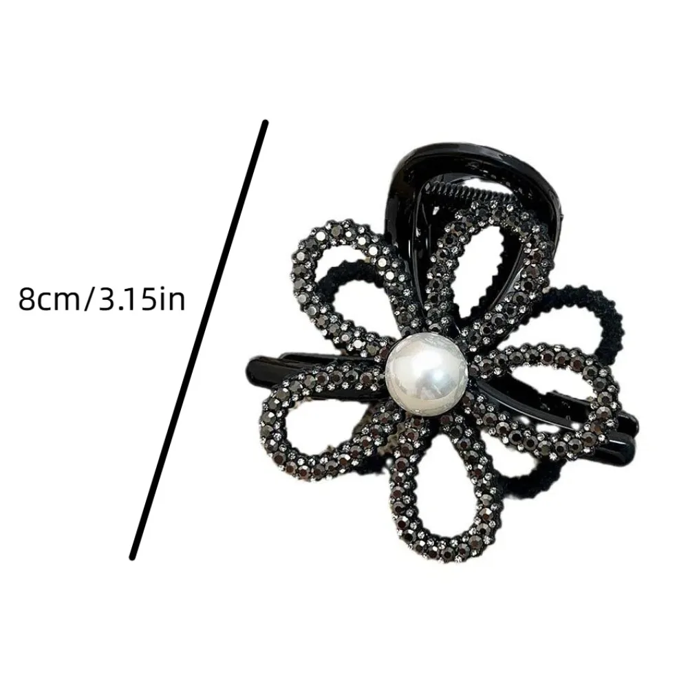 pince à requin en zircon et strass, couvre chef de style coréen, perles de fleurs, pince à requin, argent champagne brillant, griffe de cheveux pince à requin en zircon et strass, couvre chef de style coréen, perles de fleurs, pince à requin, argent champagne brillant, griffe de cheveux