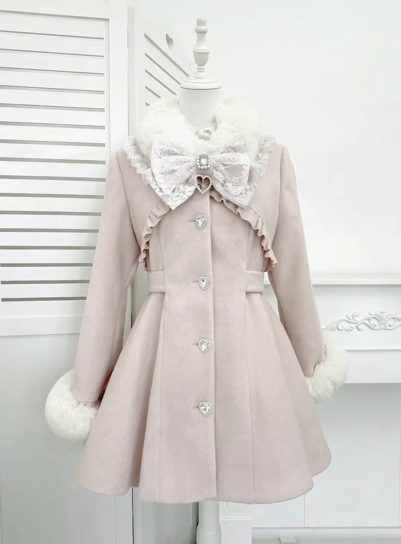 veste en laine noire pour femme, manteau japonais, produit en série, automne hiver, col à nœud mignon, doux et élégant, pardessus lolita veste en laine noire pour femme, manteau japonais, produit en série, automne hiver, col à nœud mignon, doux et élégant, pardessus lolita