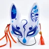 masques de renard japonais cosplay peints à la main masques de chat à demi visage fleur de cerisier mascarade festival fête accessoires cosplay