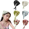 Bandanas en dentelle florale coréenne, bandeau pour filles, écharpe de cheveux ajourée respirante pour femmes, foulard tricoté à la main, accessoires de chapeau