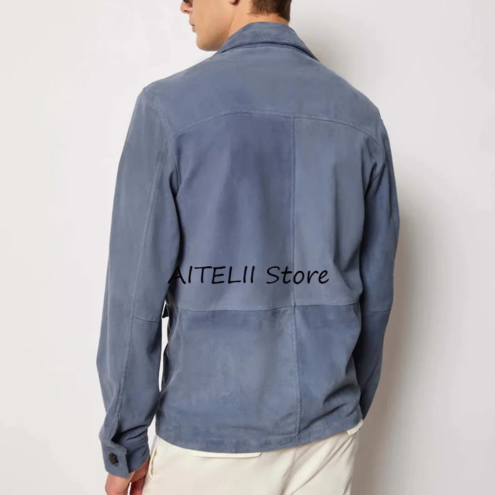 manteau classique pour hommes, manteaux à quatre poches boutonnées pour hommes formels, vestes en tissu suédé pour costume élégant à revers décontracté à simple boutonnage manteau classique pour hommes, manteaux à quatre poches boutonnées pour hommes formels, vestes en tissu suédé pour costume élégant à revers décontracté à simple boutonnage