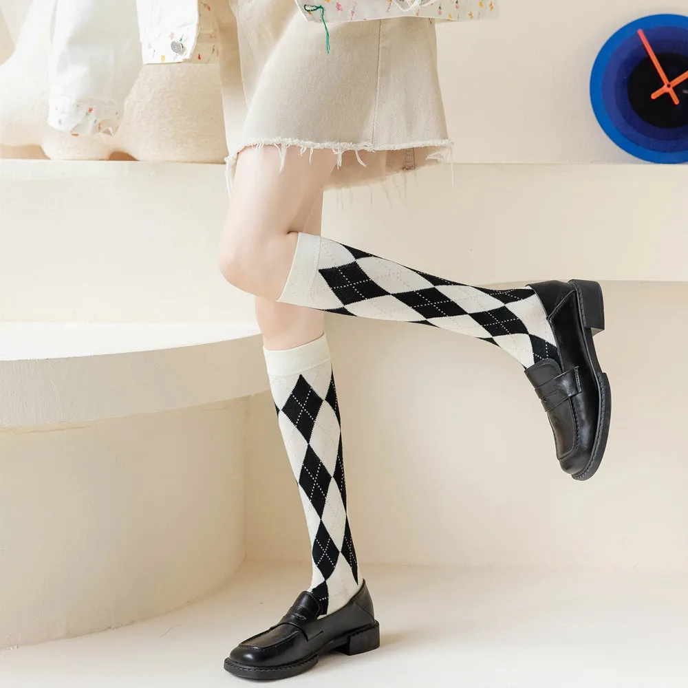 chaussettes hautes japonaises en coton pour femme, à carreaux, chaudes, pour ixsв, rue, livraison directe chaussettes hautes japonaises en coton pour femme, à carreaux, chaudes, pour ixsв, rue, livraison directe