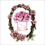 Cadre photo de campagne de Style japonais, cadre photo ovale en métal incrusté de petites fleurs, artisanat de décoration pour la maison Cadre photo de campagne de Style japonais, cadre photo ovale en métal incrusté de petites fleurs, artisanat de décoration pour la maison
