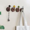 crochet magnétique en noyer noir pour porte d'entrée, crochet pour cape arrière de chambre à coucher, suspension murale intérieure, boule en porcelaine, crochet en bois pour suspension murale