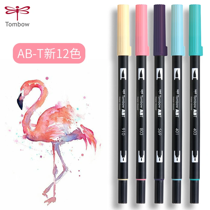 japon tombow ab t 10/12 pièces stylo pinceau de calligraphie professionnel double tête marqueur d'eau pour l'écriture peinture art fournitures japon tombow ab t 10/12 pièces stylo pinceau de calligraphie professionnel double tête marqueur d'eau pour l'écriture peinture art fournitures