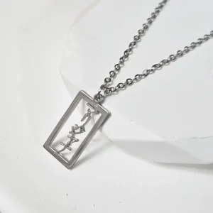 Collier avec Nom Personnalisé Japonais en Acier Inoxydable, Pendentif avec Lettre Verticale, Bijou Minimaliste, Cadeau