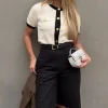 hh décontracté femmes solide tricoté cardigan 2025 mode classique col rond simple boutonnage à manches courtes pull manteau hauts