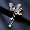 broche papillon brillante pour femmes, en zircon cubique, badge d'insecte animal exquis, bijoux de mariage, vêtements, cadeaux de décoration