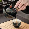 Théière et infuseur en céramique avec rotation à 360 degrés, tasse à thé, porcelaine Puer, service à thé chinois Gongfu, fleurs, forme exquise