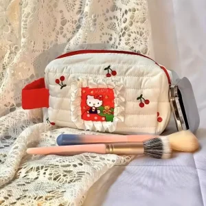 Kawaii trousse de maquillage sac de rangement mignon Kt modèle Portable grande capacité stockage trousse de toilette Kawaii filles cadeau d&rsquo;anniversaire Festival Gif