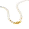 collier de perles d'imitation exquis pour femmes, rivets ovales, accessoires, colliers en acier inoxydable, bijoux cadeaux de couleur or