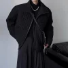 christampain veste courte rembourrée en coton minimaliste foncé pour homme, parka d'hiver japonaise, niche at, à col montant, légère et fine