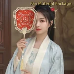 Éventail portatif de Style chinois, paquet de matériel de bricolage fait à la main, éventail de Style ancien Vintage avec pompon, accessoire de photographie pour mariée et mariage Éventail portatif de Style chinois, paquet de matériel de bricolage fait à la main, éventail de Style ancien Vintage avec pompon, accessoire de photographie pour mariée et mariage
